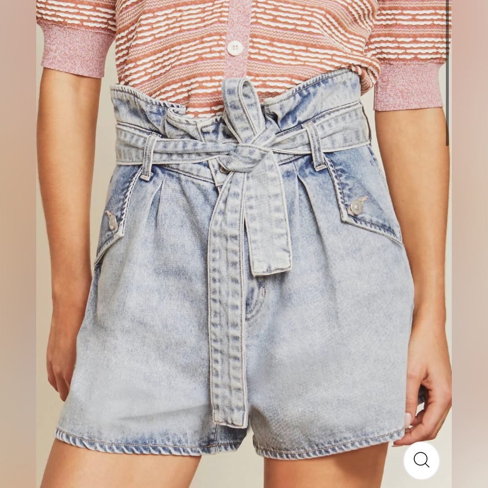 NWT Veronica Beard Nori Paperbag Waist Shorts - pebble stone, size 25